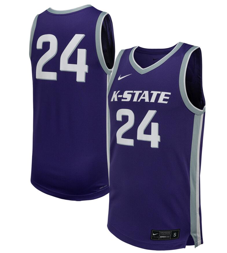 Men Nike #24 Purple Kansas State Wildcats blue Basketball Jersey